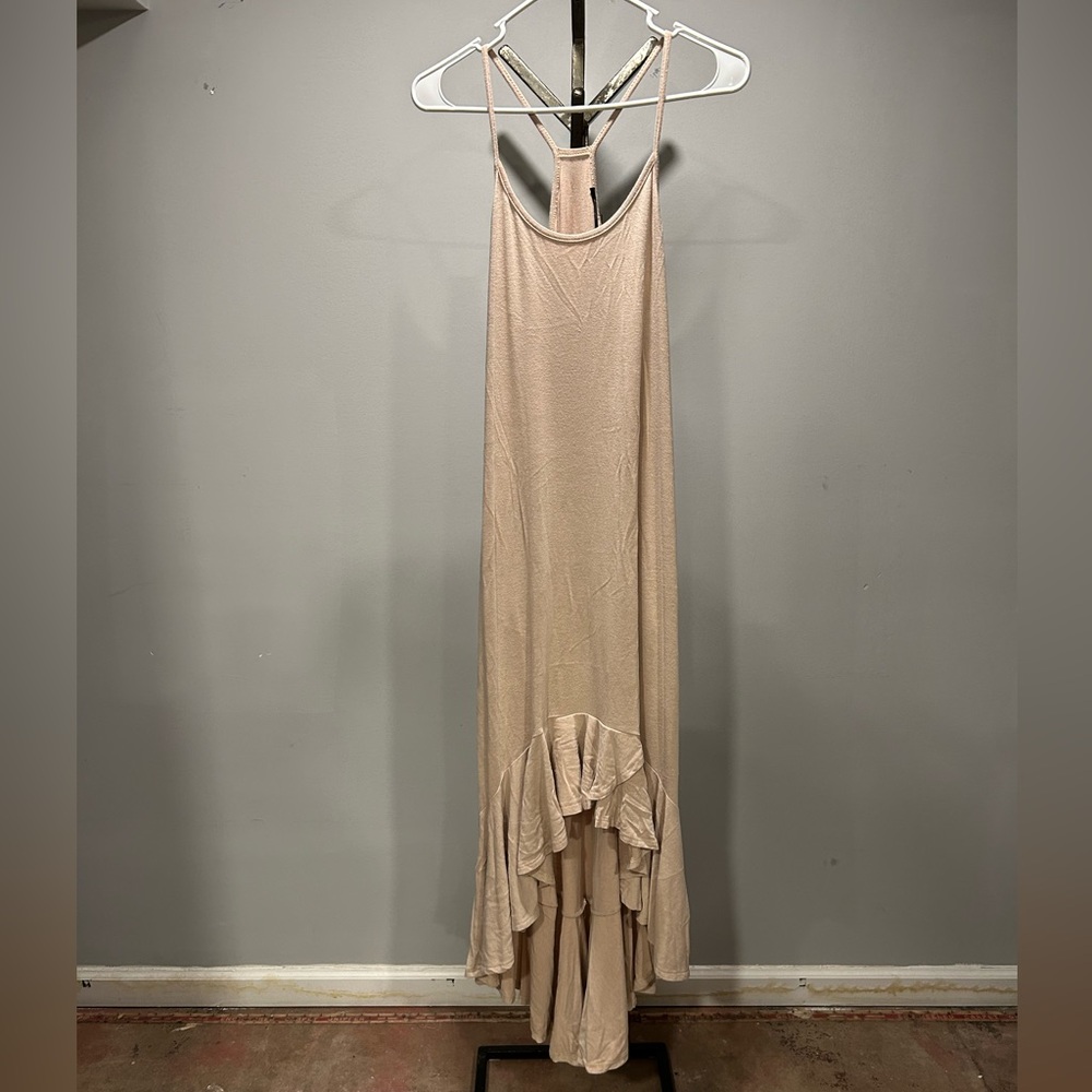 Annabelle Tan Maxi Dress with Ruffle Hem